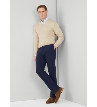 Hackett London Beżowy sweter Cashmere V