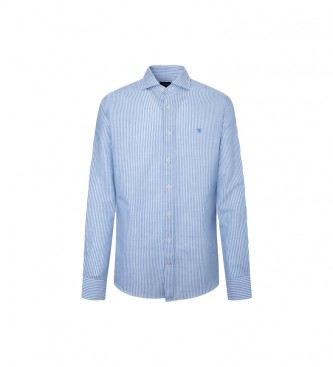 Hackett London Camicia a Righe Blu Bengala