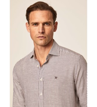 Hackett London Camisa de linho castanha de Bengala