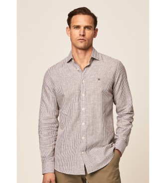 Hackett London Camisa de linho castanha de Bengala