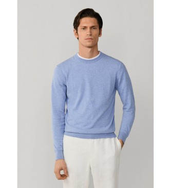 Hackett London Blauer Leinenpullover