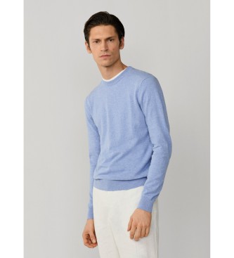 Hackett London Blauer Leinenpullover
