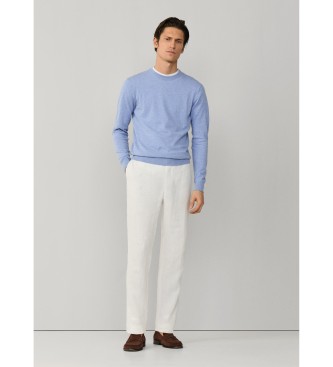 Hackett London Blauer Leinenpullover