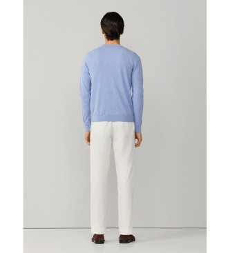 Hackett London Blauer Leinenpullover