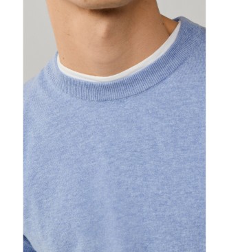 Hackett London Blauer Leinenpullover