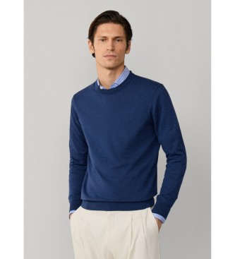 Hackett London Marineblauer Leinenpullover
