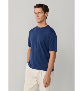 Hackett London T-shirt di lino blu navy