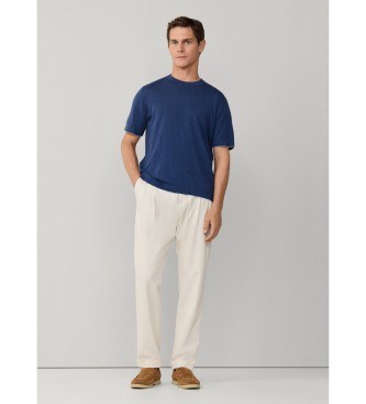 Hackett London T-shirt di lino blu navy