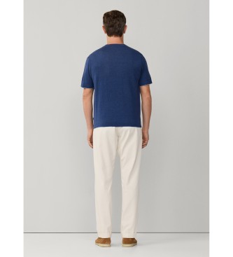 Hackett London T-shirt di lino blu navy