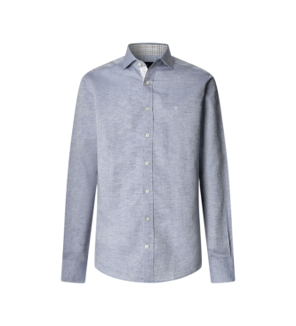 Hackett London Blauw linnen shirt