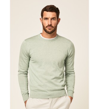 Hackett London Svileni pulover Crew zelene barve