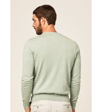 Hackett London Svileni pulover Crew zelene barve
