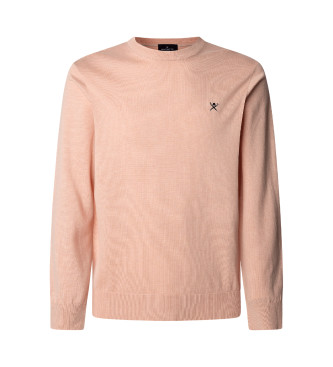 Hackett London Pullover aus Baumwolle und korallenrotem Seidenstoff