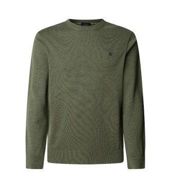 Hackett London Jumper in green cotton and silk fabric