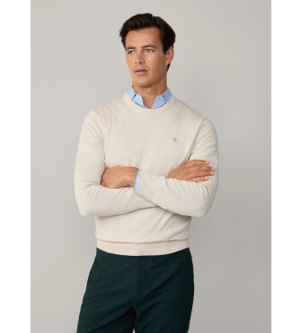 Hackett London Camisola em tecido branco de algodo e seda