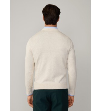 Hackett London Camisola em tecido branco de algodo e seda