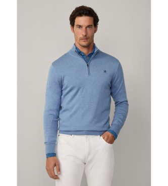 Hackett London Jumper i blt bomulds- og silkestof