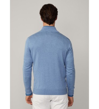 Hackett London Maglia in tessuto di cotone e seta blu