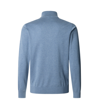 Hackett London Pullover aus blauem Baumwoll- und Seidenstoff