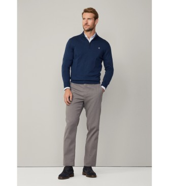 Hackett London Maglia in cotone e seta blu navy