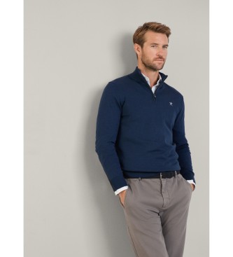 Hackett London Jumper in navy cotton and silk fabric