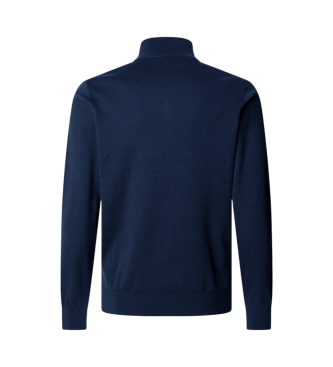 Hackett London Pullover aus navyfarbenem Baumwoll- und Seidenstoff