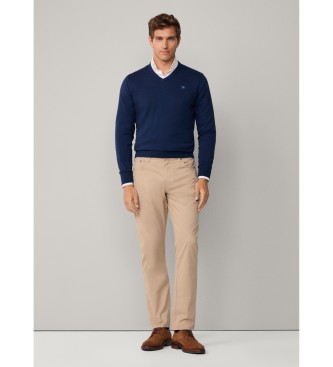 Hackett London Maglione blu navy con scollo a V