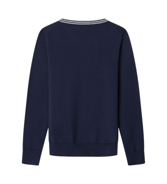 Hackett London Maglia di cotone blu navy