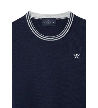 Hackett London Maglia di cotone blu navy