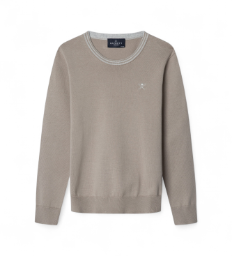 Hackett London Beżowy sweter Tipped Crew