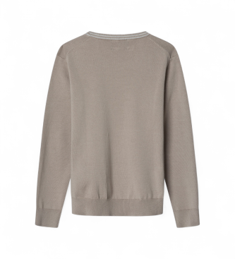 Hackett London Beżowy sweter Tipped Crew