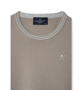 Hackett London Beżowy sweter Tipped Crew