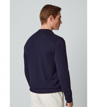 Hackett London Cardigan in lana merino blu scuro