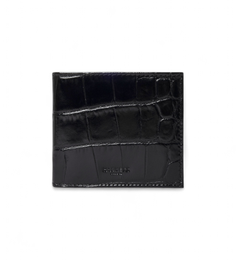 Hackett London Składany portfel z czarnym nadrukiem krokodyla