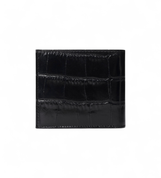 Hackett London Składany portfel z czarnym nadrukiem krokodyla