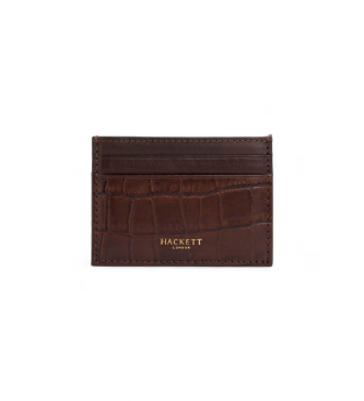 Hackett London Brown Croc Leather Card Holder