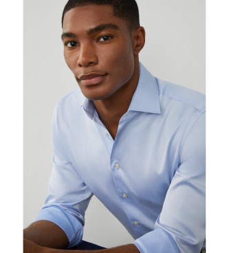 Hackett London Camisa com textura Dobby azul
