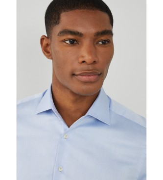 Hackett London Camisa com textura Dobby azul