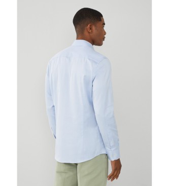 Hackett London Camisa com textura Dobby azul