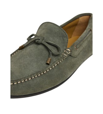 Hackett London Skórzane mokasyny Driver Lace zielone