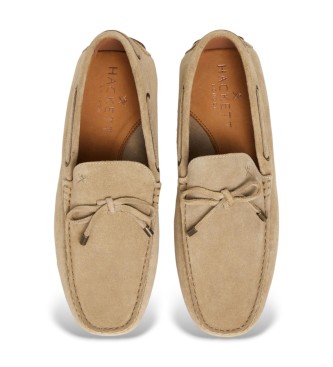 Hackett London Mocasines de Piel Driver Laces beige