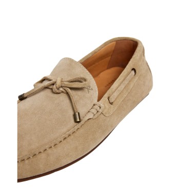 Hackett London Mocasines de Piel Driver Laces beige