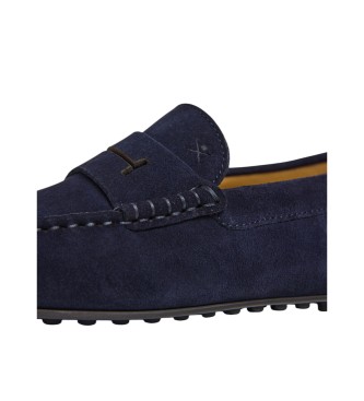 Hackett London Driver Loafer marine leren loafers
