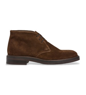 Hackett London Egmont Sand Leather Ankle Boots castanho