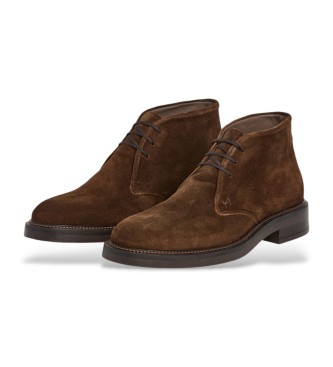 Hackett London Egmont Sand Leather Ankle Boots castanho