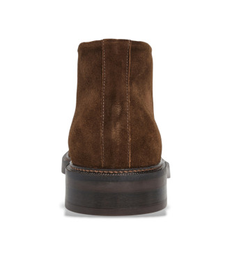 Hackett London Egmont Sand Leather Ankle Boots castanho