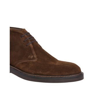 Hackett London Egmont Sand Leather Ankle Boots castanho