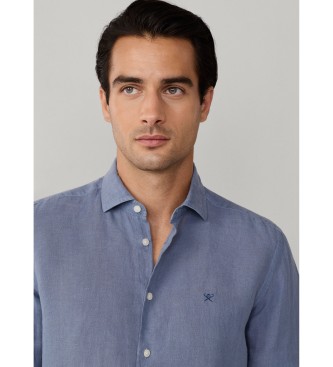 Hackett London Camicia di lino blu Kent