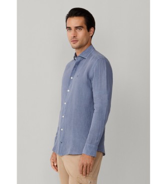 Hackett London Camicia di lino blu Kent