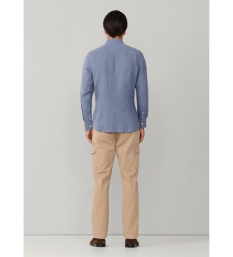 Hackett London Camicia di lino blu Kent